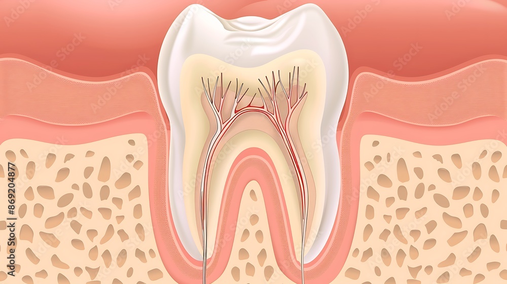 Anatomy of a Tooth: Cross-Section Illustration Anatomy of a Tooth: Cross-Section Illustration