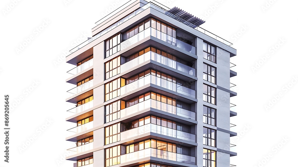 Modern Apartment Building with Glass Balconies Modern Apartment Building with Glass Balconies