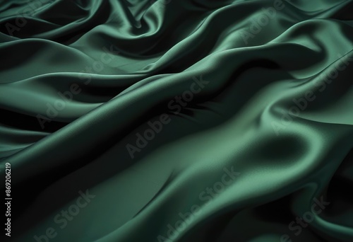 Wallpaper Mural royal green silk fabric background, view from above. Smooth elegant black silk or satin luxury cloth texture can use as abstract background with copy space, close-up Torontodigital.ca
