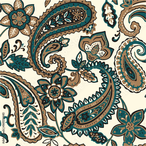 seamless Colorful paisley, background,seamless pattern