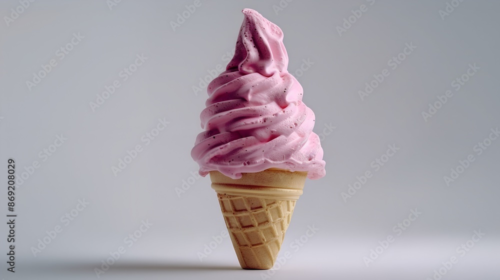 strawberry ice cream cone on a minimalist background strawberry ice cream cone on a minimalist background