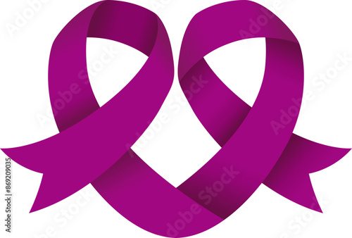 Heart Shaped Purple Awareness Ribbon