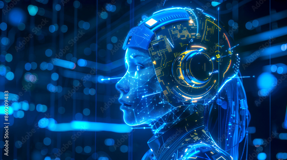 Futuristic AI Humanoid with Digital Interface. Futuristic AI Humanoid with Digital Interface.