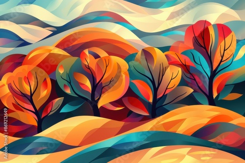 Vector illustration of windbreaks in abstract concept photo