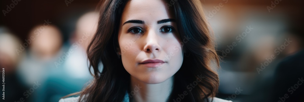 Fototapeta premium Thoughtful young woman with dark hair