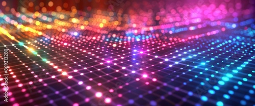 Wallpaper Mural Abstract Light Grid With Glowing Colors , Wallpapers HD, Background Torontodigital.ca