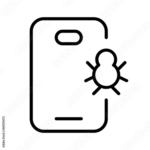 phone virus icon with line style, perfect for user interface projects