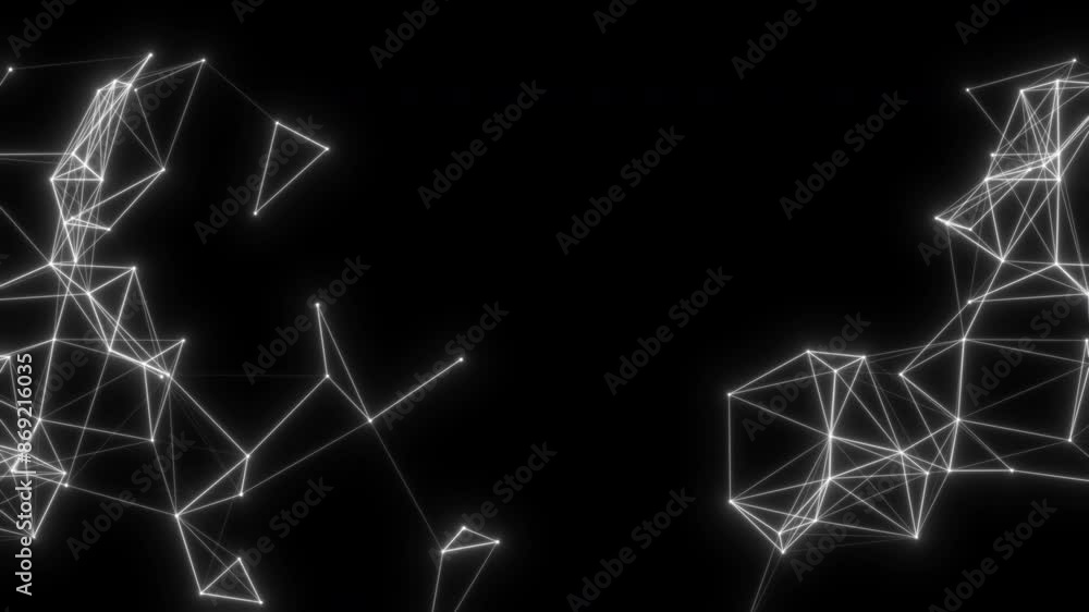 High-tech background of interlaced dots and lines on a black background. Abstract animation. High-tech background of interlaced dots and lines on a black background. Abstract animation.