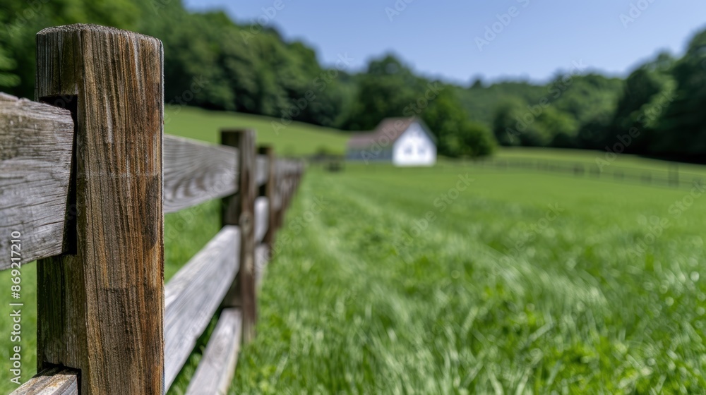 Naklejka premium Idyllic rural landscape with wooden fence