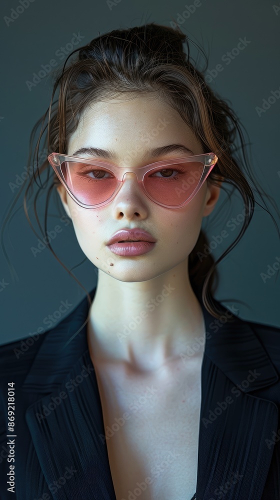 A close-up of a fashionable young woman wearing glasses A close-up of a fashionable young woman wearing glasses