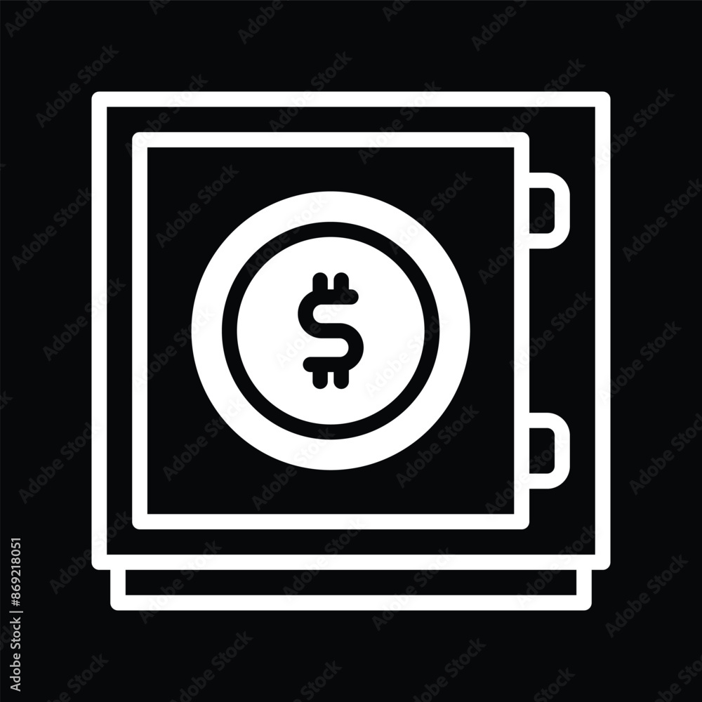Safe Icon with Dollar Sign (Black and White) Safe Icon with Dollar Sign (Black and White)