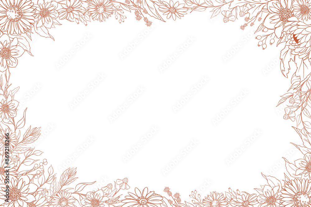 Hand Drawn Autumn Flower Frame Background Hand Drawn Autumn Flower Frame Background