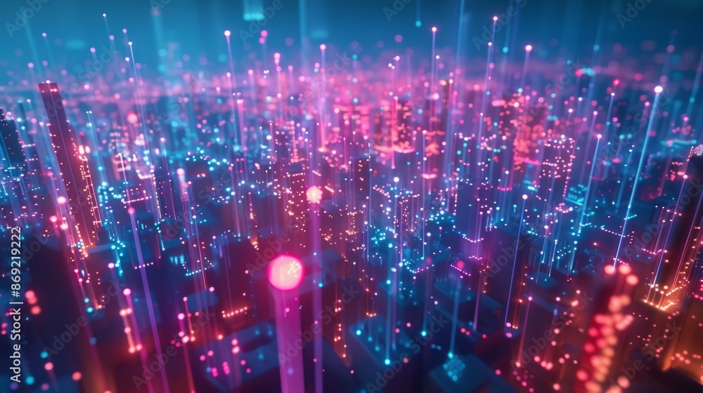 Dynamic and modern urban landscape glowing with neon lights, embodying the idea of a cutting edge city Dynamic and modern urban landscape glowing with neon lights, embodying the idea of a cutting edge city