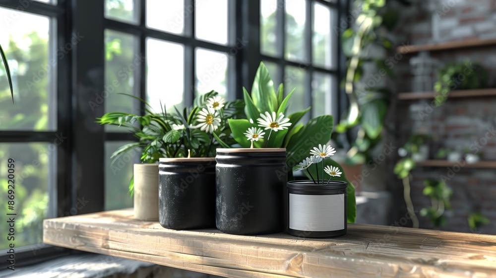 Candles with blank labels mockup concept for aromatherapy, mockup candles with labels for candlemakers, Florist shop mock-up with candles and green plants. Candles with blank labels mockup concept for aromatherapy, mockup candles with labels for candlemakers, Florist shop mock-up with candles and green plants.