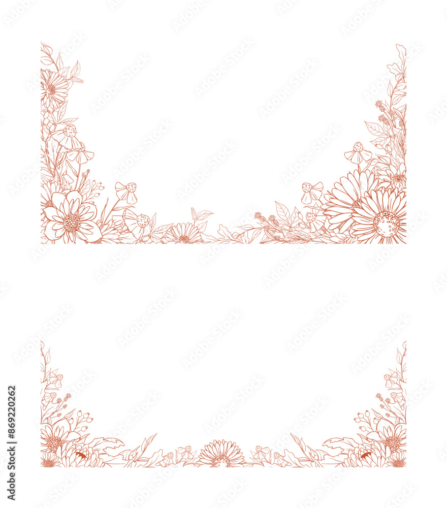 Obraz premium Hand Drawn Autumn Flower Frame Background
