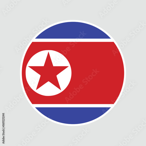 The flag of north korea. Flag icon. Standard color. Round flag. Vector illustration. photo