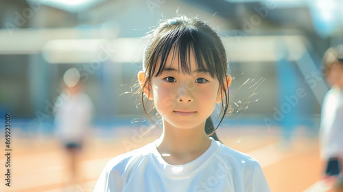 校庭　運動場の体操服の少女　Generative AI、AI
