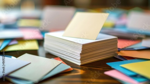 Note Card. Business Index Card for Office Stationery with Phone Note Paper © AIGen