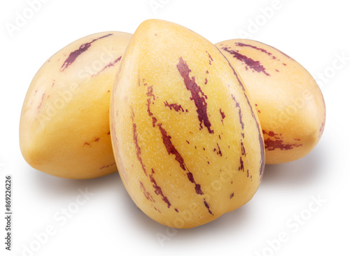 Pepino melon or pepino dulce isolated on white. File contains clipping path. photo