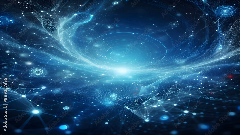 Blue abstract background with network grid and particles Blue abstract background with network grid and particles