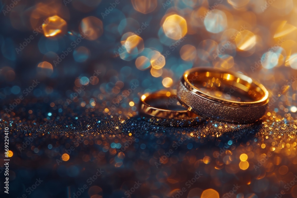 Two golden wedding rings againt a wedding background , photography Two golden wedding rings againt a wedding background , photography