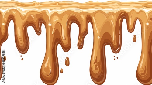 A dark candy cream sauce border. A 3D melt chocolate drip design. A realistic cacao line banner. A horizontal caramel glaze texture that flows down.