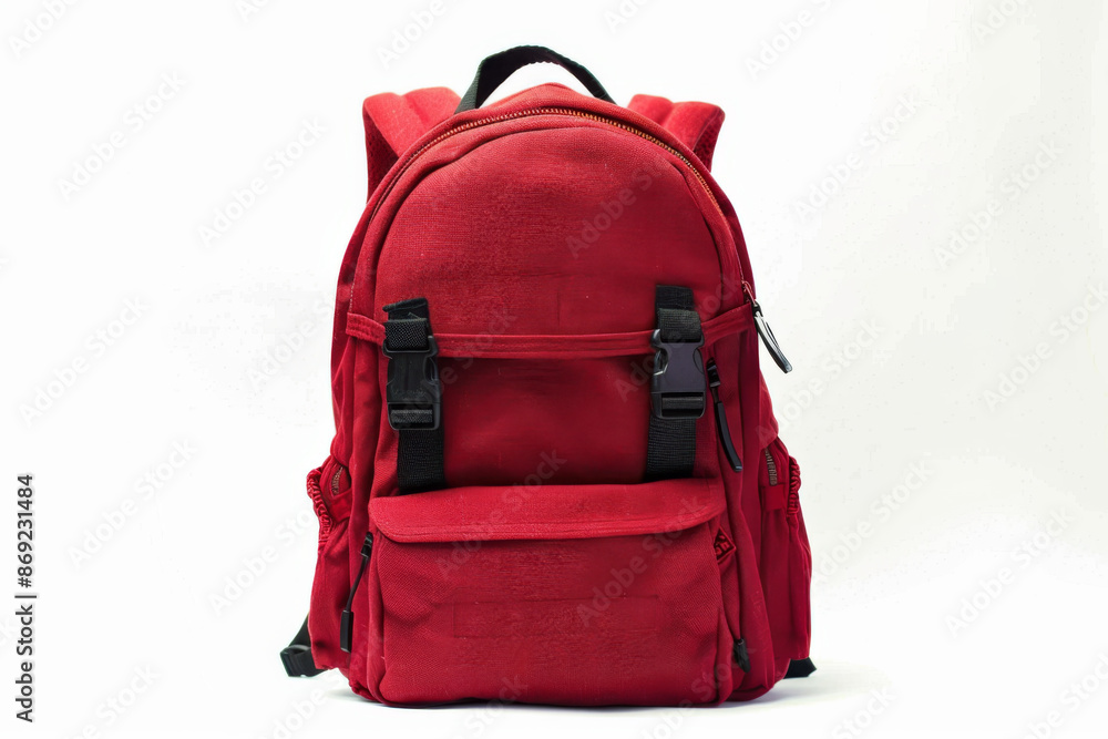 Fototapeta premium Red Backpack with Black Accents
