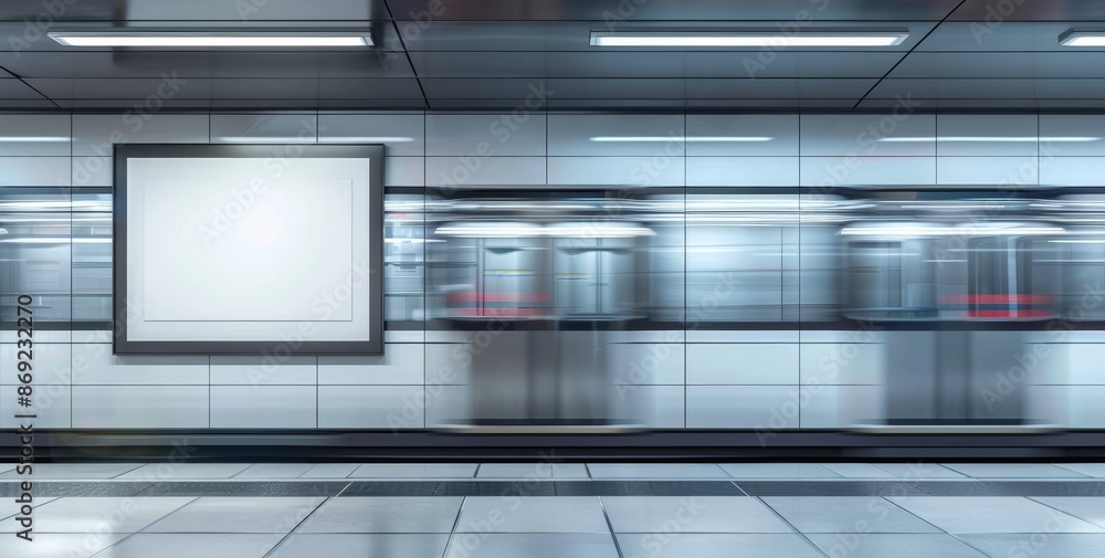 Ads display in a NYC Train Subway Station between two moving trains. This realistic 3D image is a mock up of a media template. Ads display in a NYC Train Subway Station between two moving trains. This realistic 3D image is a mock up of a media template.