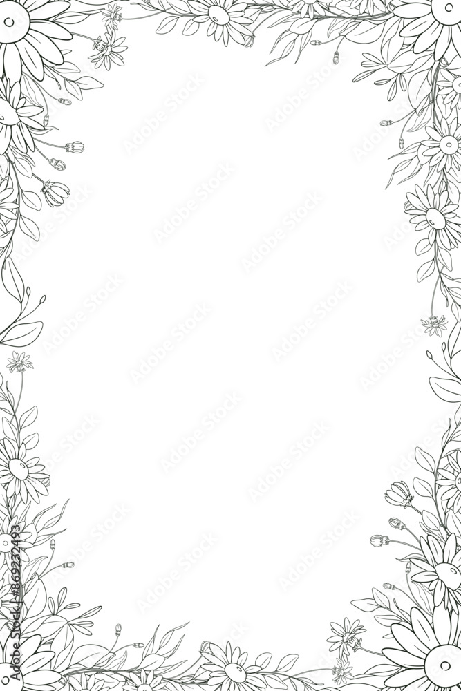 Obraz premium Hand Drawn Daisy Flower Frame Background