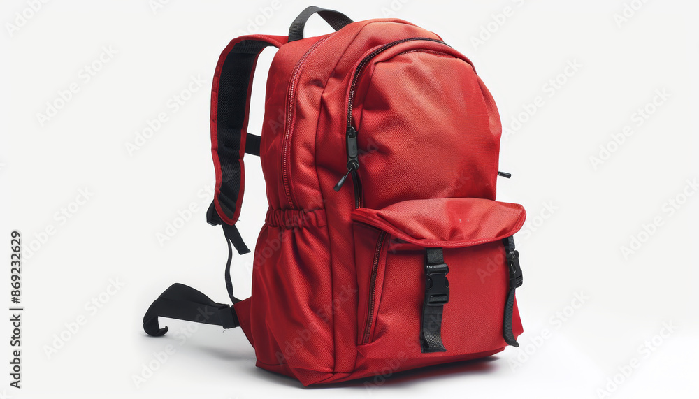 Red Backpack on a White Background Red Backpack on a White Background