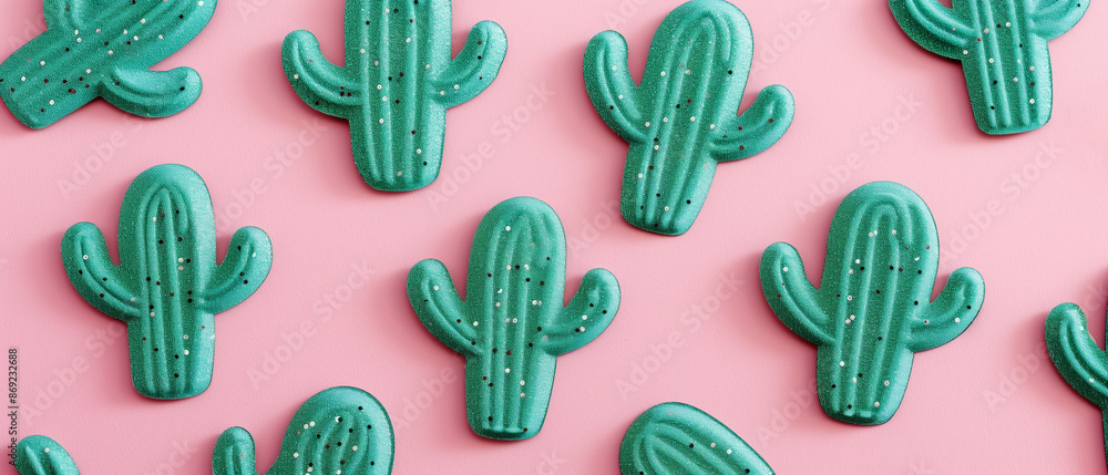 Cactus pattern on pink background, playful design Cactus pattern on pink background, playful design