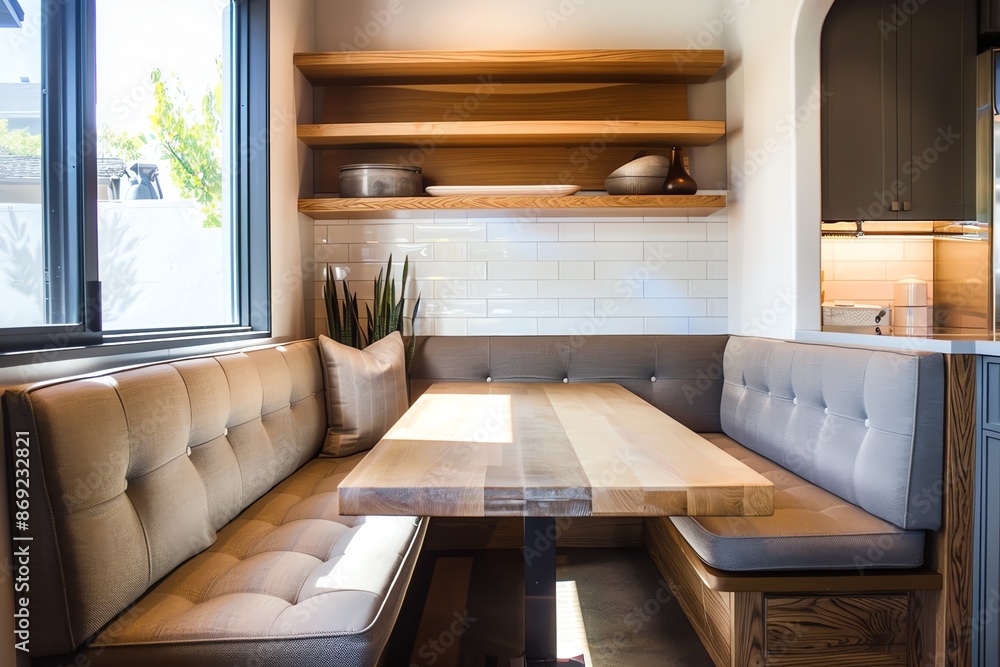 Contemporary Breakfast Nook Design Showcasing a Built-In Bench and Chic Table Contemporary Breakfast Nook Design Showcasing a Built-In Bench and Chic Table