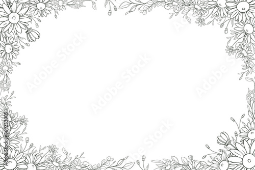 Hand Drawn Daisy Flower Frame Background