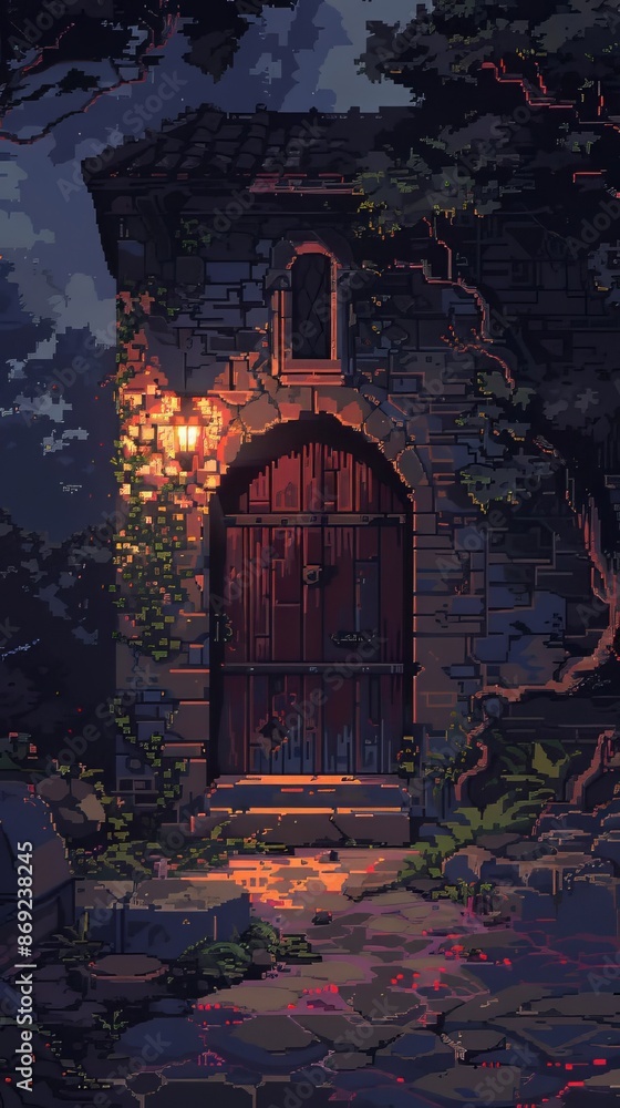 Arch Stone Dungeon Entrance Pixel Art Style Arch Stone Dungeon Entrance Pixel Art Style