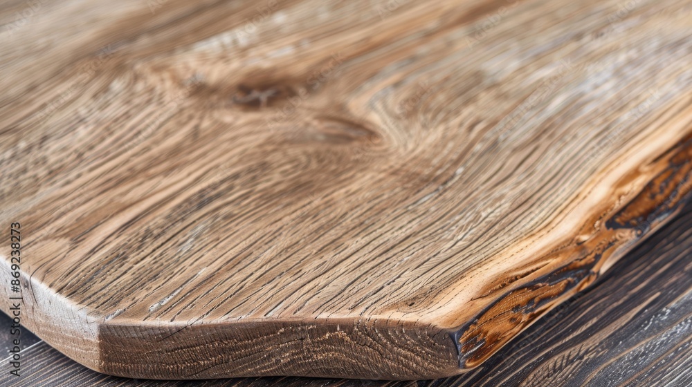 Fototapeta premium Rustic Wooden Cutting Board with Textured Surface on Table