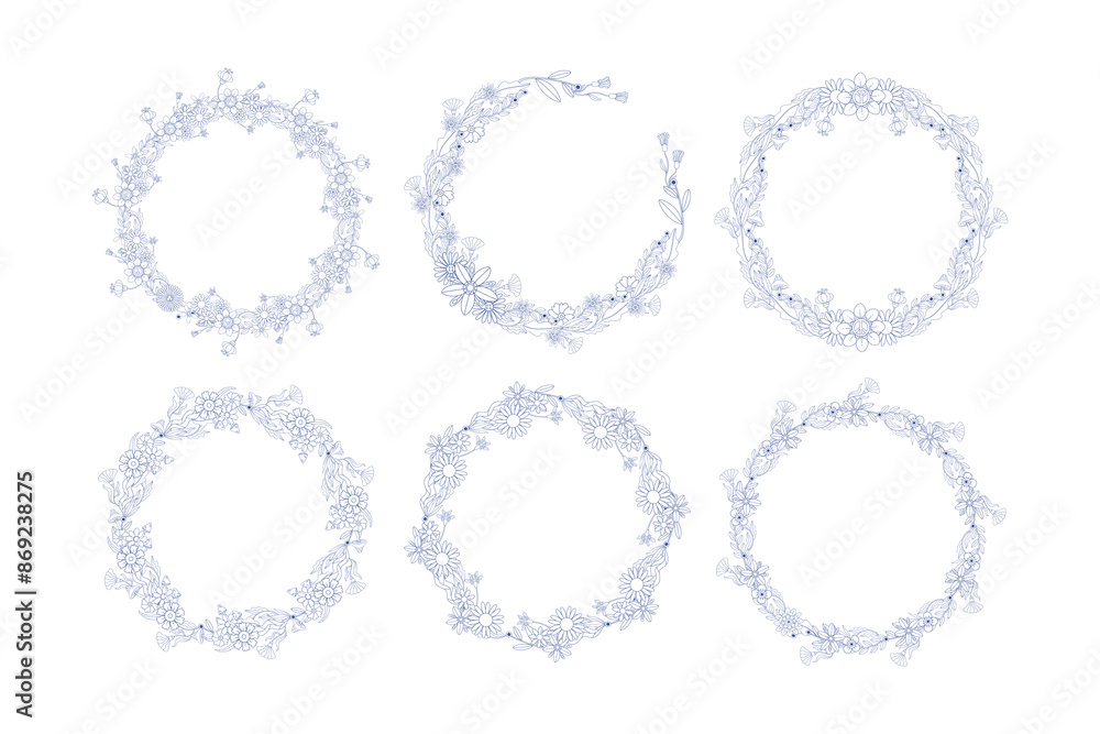 Obraz premium Hand Drawn Groovy Flower Frame Background