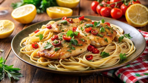 A Delicious And Healthy Meal Of Chicken, Pasta, And Vegetables.