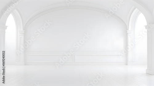 Empty White Architectural Interior Minimalist Modern Spacious Bright Room © yelosole