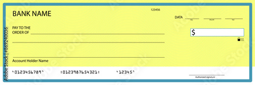 Cheque with water mark, guilloche and chequebook