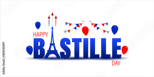 Vector illustration of France Bastille Day social media feed template