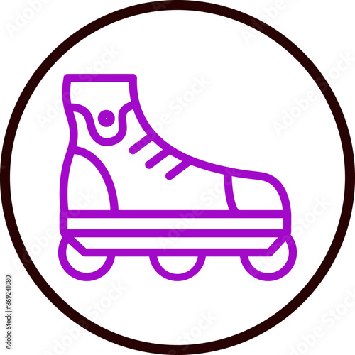Rollerblades Vector Line Purple Circle Black