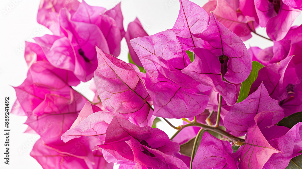 A close-up of a magenta bougainvillea, with its bracts clearly visible against a white background A close-up of a magenta bougainvillea, with its bracts clearly visible against a white background