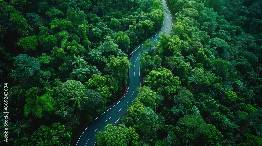 The winding roads in the forest, bird's-eye view The winding roads in the forest, bird's-eye view