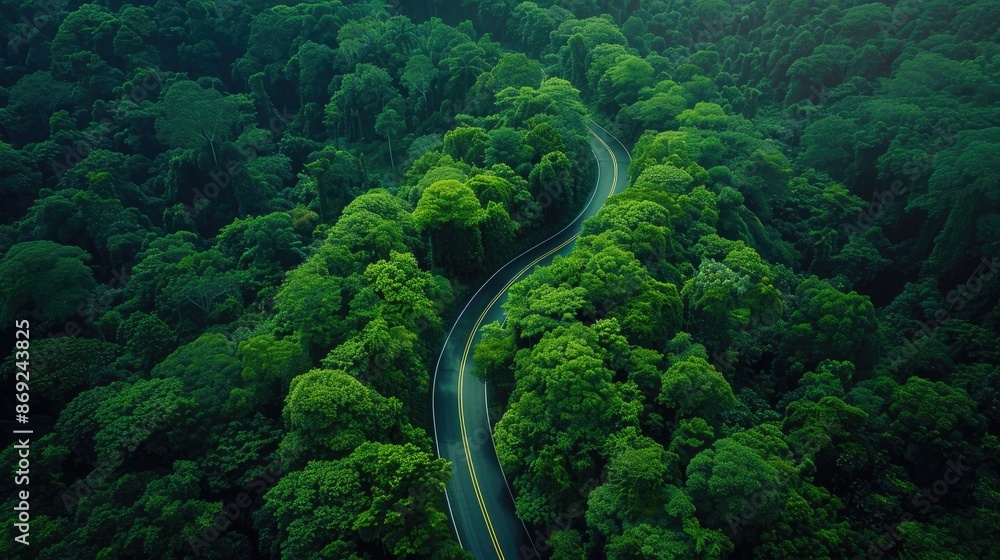 The winding roads in the forest, bird's-eye view The winding roads in the forest, bird's-eye view