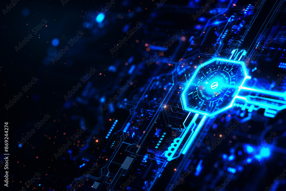 Obraz premium Abstract futuristic key security ,data and technology concept, 