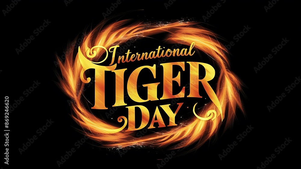 Elegant Glow Typography Design for International Tiger Day Celebration Elegant Glow Typography Design for International Tiger Day Celebration