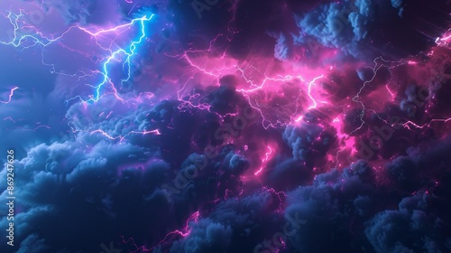 Powerful thunderstruck lightning background