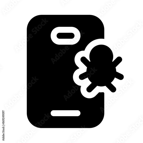 phone virus icon with glyph style, perfect for user interface projects