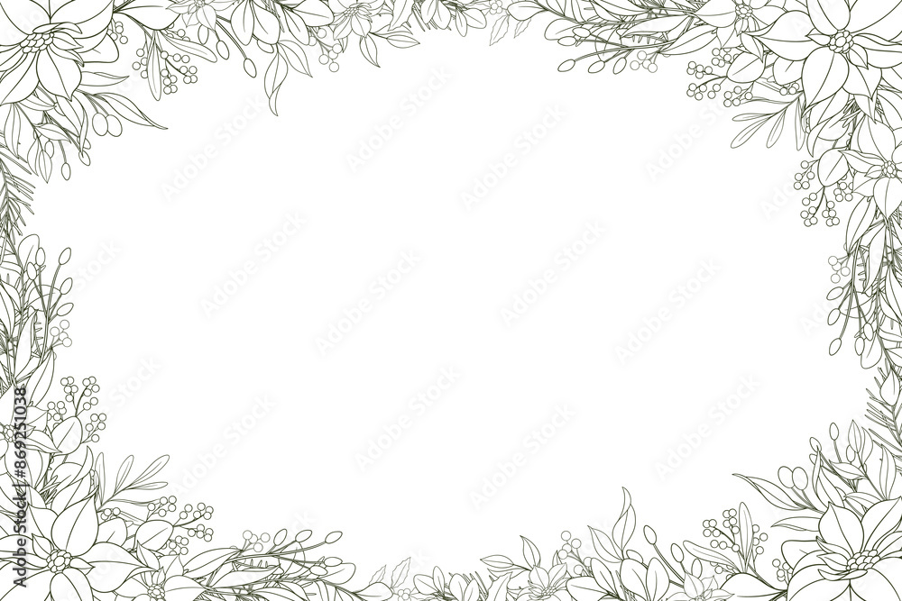 Hand Drawn Christmas Flower Frame Background Hand Drawn Christmas Flower Frame Background