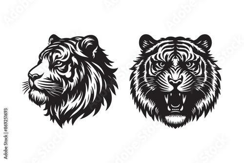 Tiger head silhouette vector art illustration